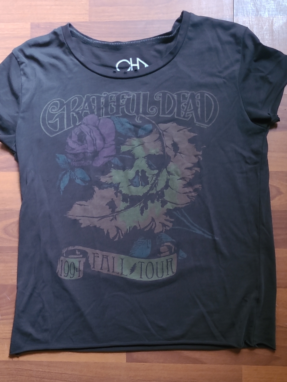 Chaser Blackish Brown Short Sleeve Tee with Multicolor Grateful Dead Graphic